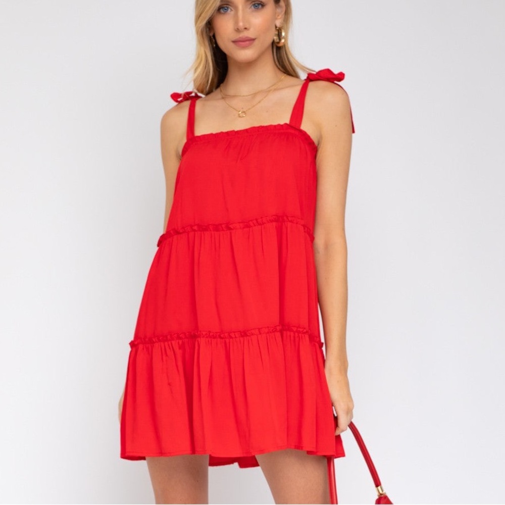 Lady in Red Tiered Strap Dress